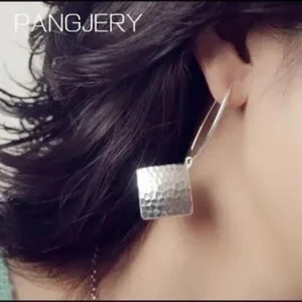 New?Square Silver Dangle?Earrings